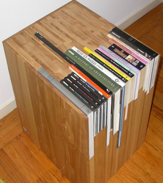 A Custom Side Table With A Custom Bookshelf