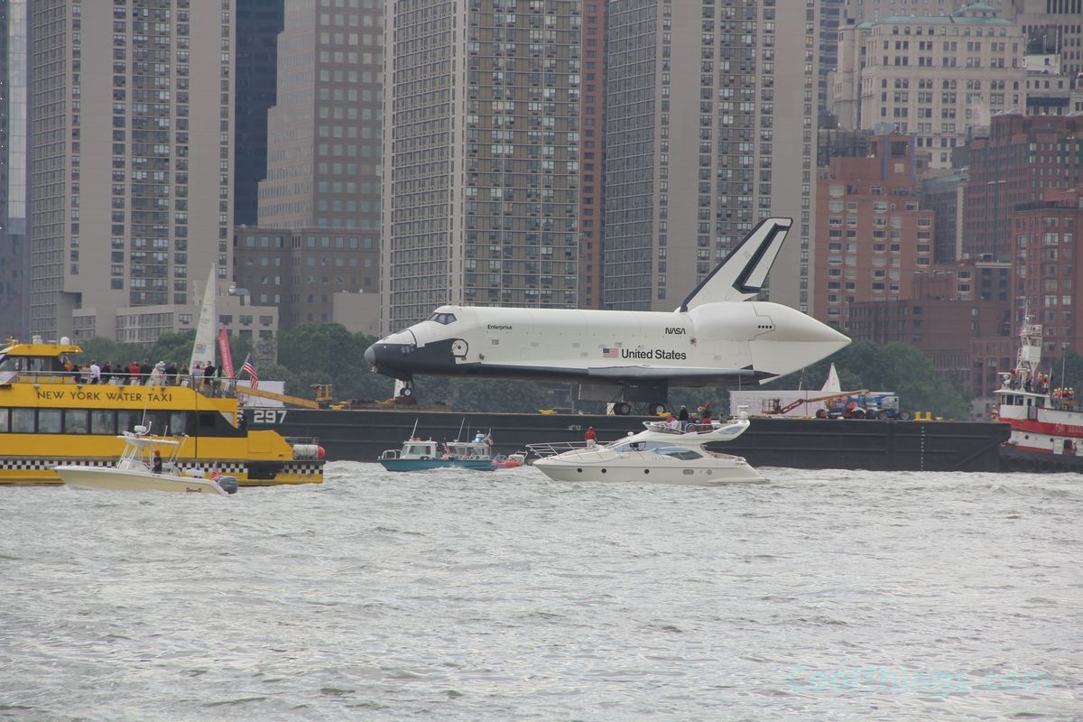 Space Shuttle Enterprise on way to Intrepid in NYC