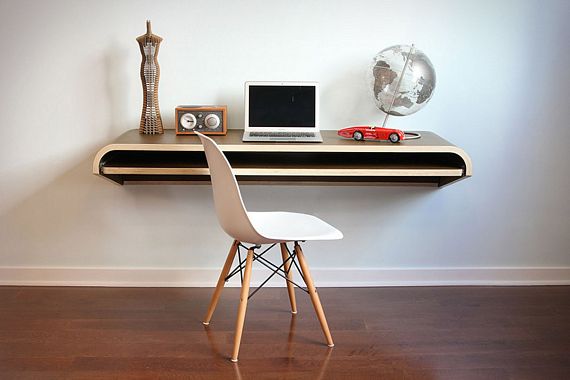 Minimal Float Wall Desk Is Like A Cool Shelf For Working On