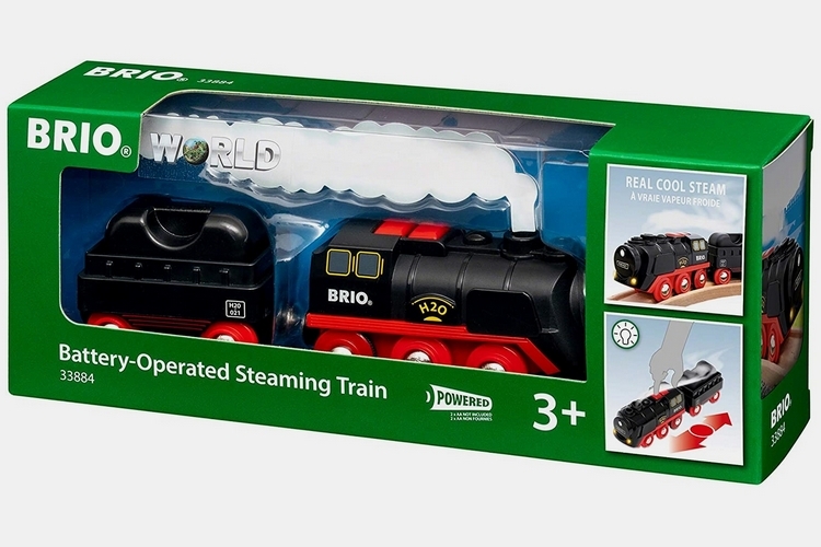 BRIO World Wooden Railway Train Set Battery-Operated Steaming